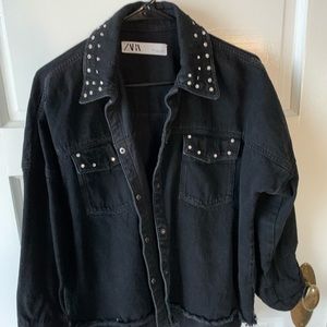 Studded black jean jacket